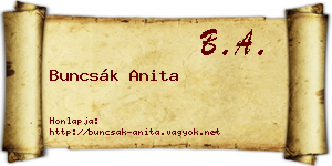 Buncsák Anita névjegykártya