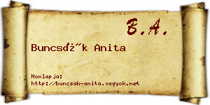 Buncsák Anita névjegykártya