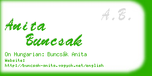 anita buncsak business card